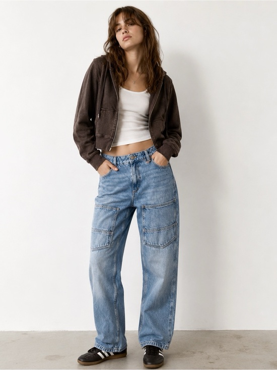 Garage Pants - Garage Woman Blue 90s Straight Carpenter Utility Jeans US28 Grunge Y2K 90s
